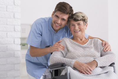 man and patient smiling